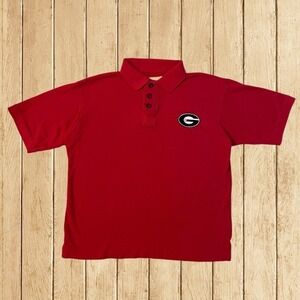 Colony Vintage Georgia Bulldogs Mens Red Polo‎ Shirt Short Sleeve Size Large
